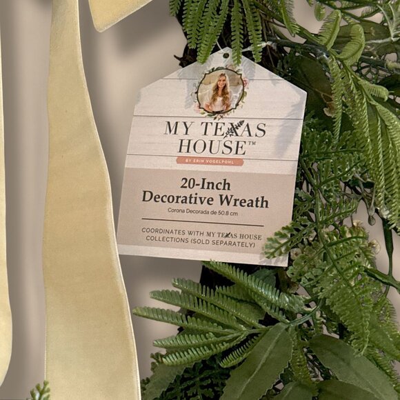 20" Greenery Wreath with Ivory Bow – My Texas House x Walmart College 2025 - Picture 7 of 8